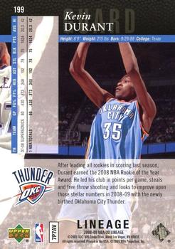 2008-09 Upper Deck Lineage - Special Edition #199 Kevin Durant Back