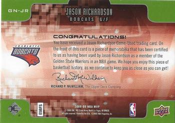 2008-09 Upper Deck MVP - Game Night Souvenirs #GN-JR Jason Richardson Back