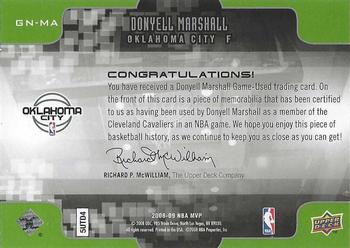 2008-09 Upper Deck MVP - Game Night Souvenirs #GN-MA Donyell Marshall Back