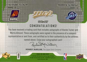 2008-09 Upper Deck MVP - Signatures Required #SR-AT Alando Tucker / Morris Almond Back