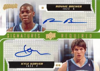 2008-09 Upper Deck MVP - Signatures Required #SR-KB Ronnie Brewer / Kyle Korver Front