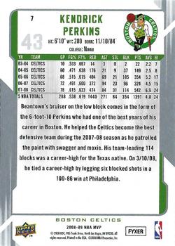 2008-09 Upper Deck MVP - Silver Script #7 Kendrick Perkins Back