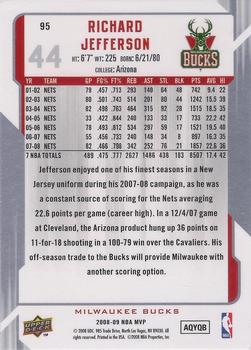 2008-09 Upper Deck MVP - Silver Script #95 Richard Jefferson Back