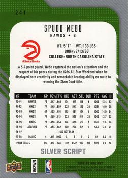 2008-09 Upper Deck MVP - Silver Script #241 Spud Webb Back