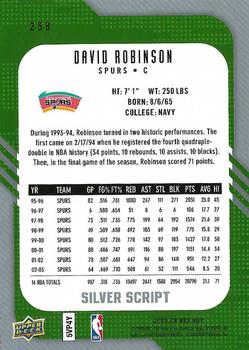 2008-09 Upper Deck MVP - Silver Script #258 David Robinson Back