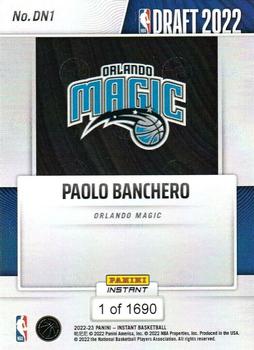 2022-23 Panini Instant NBA Draft Night #DN1 Paolo Banchero Back