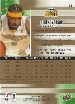 2008-09 Upper Deck MVP - Ultimate Victory #13 Allen Iverson Back