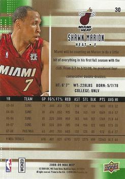 2008-09 Upper Deck MVP - Ultimate Victory #30 Shawn Marion Back