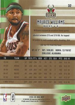 2008-09 Upper Deck MVP - Ultimate Victory #32 Maurice Williams Back