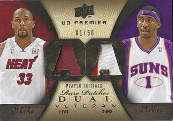 2008-09 Upper Deck Premier - Rare Patch Dual #RP2-MS Alonzo Mourning / Amare Stoudemire Front