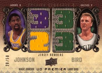 2008-09 Upper Deck Premier - Remnants Quad #PR4-ML Magic Johnson / Larry Bird Front
