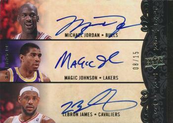 2008-09 Upper Deck Premier - Trios Autographs #P3-JJJ Michael Jordan / Magic Johnson / LeBron James Front