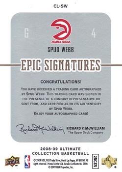 2008-09 Upper Deck Ultimate Collection - Century Legends Epic Signature Update #CL-SW Spud Webb Back