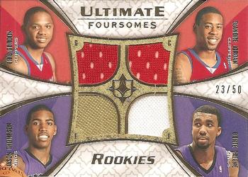 2008-09 Upper Deck Ultimate Collection - Ultimate Foursomes Rookies Jerseys #UFR-LASK Eric Gordon / DeAndre Jordan / Jason Thompson / Donte Greene Front