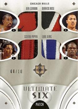 2008-09 Upper Deck Ultimate Collection - Ultimate Six Patches #US-BULL Derrick Rose / Dennis Rodman / Scottie Pippen / Luol Deng / Tyrus Thomas / Ben Gordon Front
