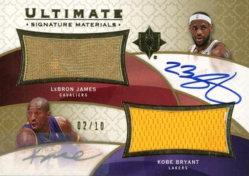 2008-09 Upper Deck Ultimate Collection - Ultimate Signature Materials Combos #UMC-BJ LeBron James / Kobe Bryant Front