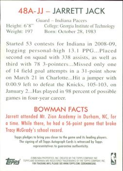 2009-10 Bowman 48 - Autographs #48A-JJ Jarrett Jack Back