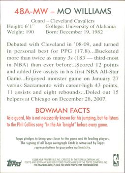 2009-10 Bowman 48 - Autographs #48A-MW Mo Williams Back