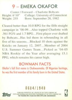 2009-10 Bowman 48 - Blue #9 Emeka Okafor Back