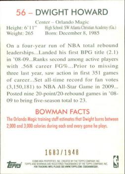 2009-10 Bowman 48 - Blue #56 Dwight Howard Back