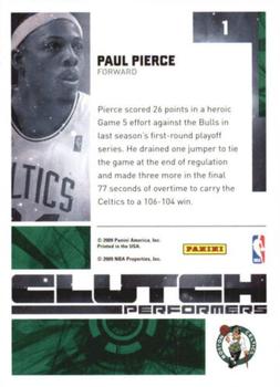 2009-10 Donruss Elite - Clutch Performers #1 Paul Pierce Back