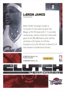 2009-10 Donruss Elite - Clutch Performers #2 LeBron James Back