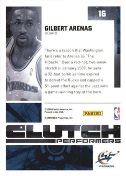 2009-10 Donruss Elite - Clutch Performers #16 Gilbert Arenas Back