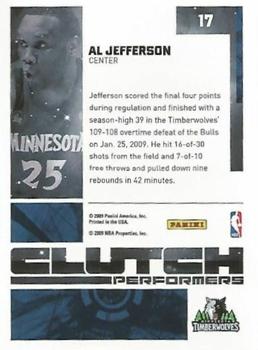 2009-10 Donruss Elite - Clutch Performers #17 Al Jefferson Back