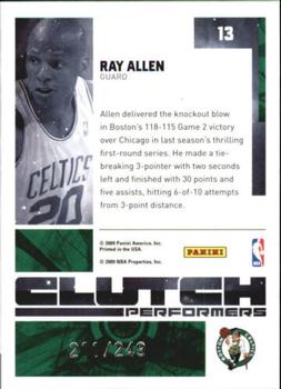 2009-10 Donruss Elite - Clutch Performers Red #13 Ray Allen Back