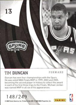 2009-10 Donruss Elite - In the Zone Red #13 Tim Duncan Back
