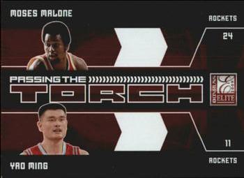 2009-10 Donruss Elite - Passing the Torch Red #5 Moses Malone / Yao Ming Front