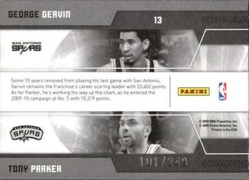 2009-10 Donruss Elite - Passing the Torch Red #13 George Gervin / Tony Parker Back