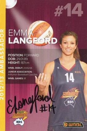 2012-13 WNBL Ambassadors #NNO Emma Langford Front