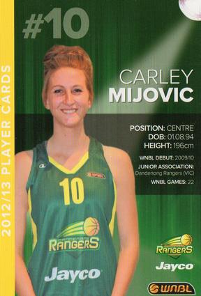 2012-13 WNBL Ambassadors #NNO Carley Mijovic Front