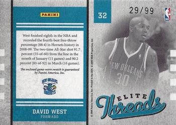 2009-10 Donruss Elite - Threads #32 David West Back