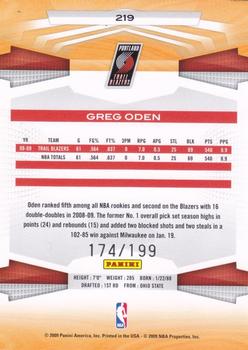 2009-10 Panini - Artists Proof #219 Greg Oden Back