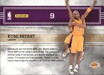 2009-10 Panini Absolute Memorabilia - Marks of Fame #9 Kobe Bryant Back