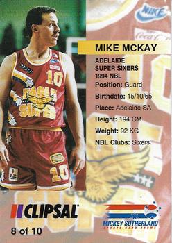 1994 Adelaide Super Sixers #8 Mike McKay Back