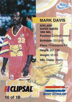 1994 Adelaide Super Sixers #10 Mark Davis Back