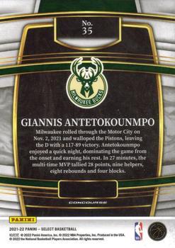 2021-22 Panini Select #35 Giannis Antetokounmpo Back