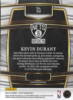 2021-22 Panini Select #50 Kevin Durant Back