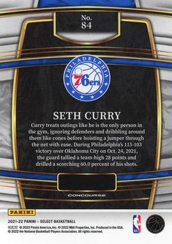 2021-22 Panini Select #84 Seth Curry Back