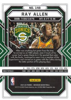 2021-22 Panini Obsidian - Electric Etch Asia #148 Ray Allen Back