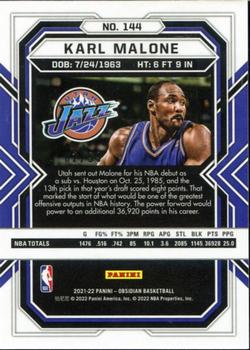 2021-22 Panini Obsidian - Electric Etch Red Yellow Green Flood #144 Karl Malone Back