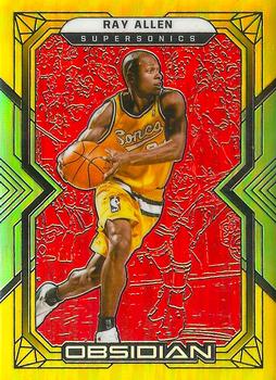 2021-22 Panini Obsidian - Electric Etch Red Yellow Green Flood #148 Ray Allen Front