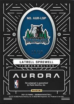 2021-22 Panini Obsidian - Aurora Autographs Electric Etch Orange #AUR-LSP Latrell Sprewell Back