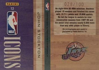 2009-10 Panini Absolute Memorabilia - NBA Icons Materials #12 John Stockton Back
