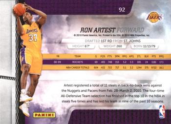 2009-10 Panini Absolute Memorabilia - Retail #92 Ron Artest Back