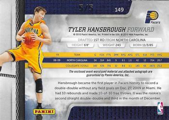 2009-10 Panini Absolute Memorabilia - Rookie Materials Prime Jumbo Basketball Signatures Spectrum #149 Tyler Hansbrough Back