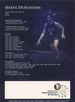 2012 Amicale des Internationaux de Basket Légendes du Basket Français: Série 1 #NNO Hervé Dubuisson Back